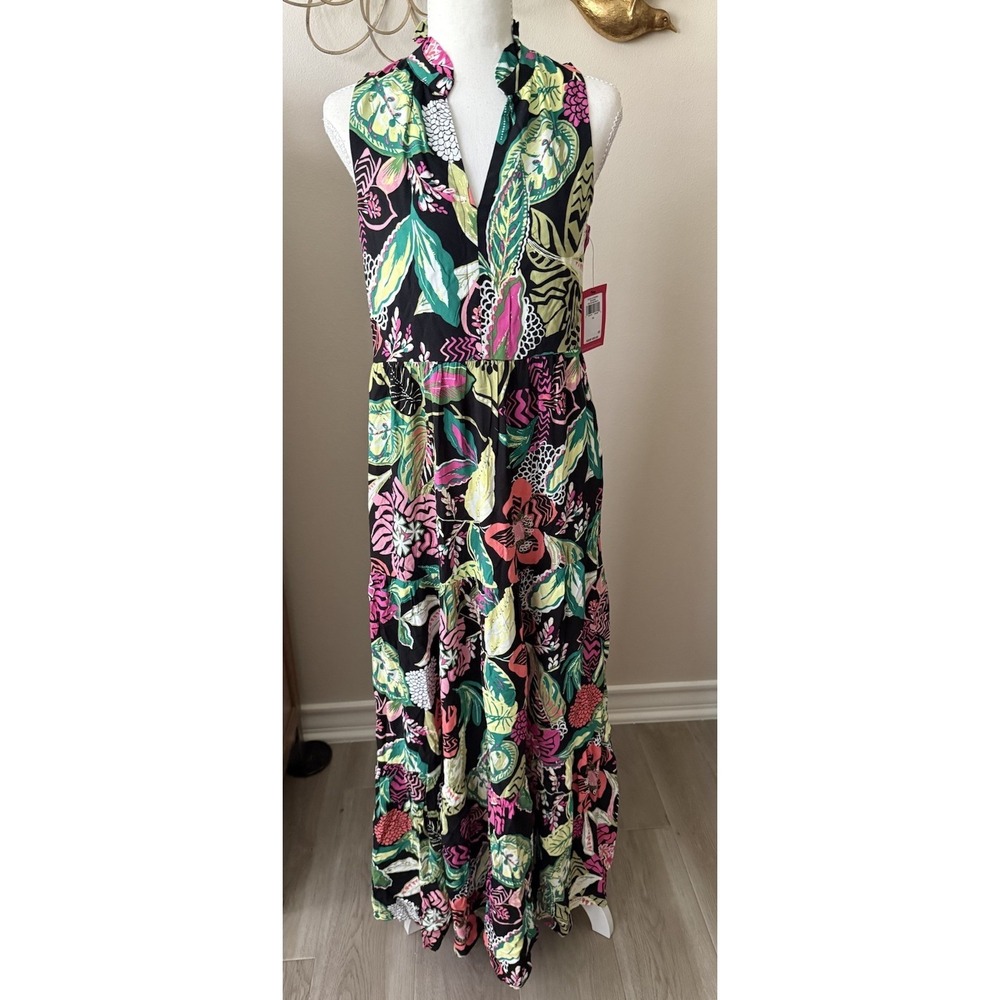 NWT Vince Camuto Getaway Tropical Floral Sleeveless Maxi Dress‎ XS Rayon
